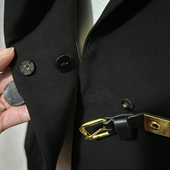Calvin Klein Blazer-Black-Sz 4-Gold Tone Buckle Closure-Lined-EUC - Picture 11 of 16